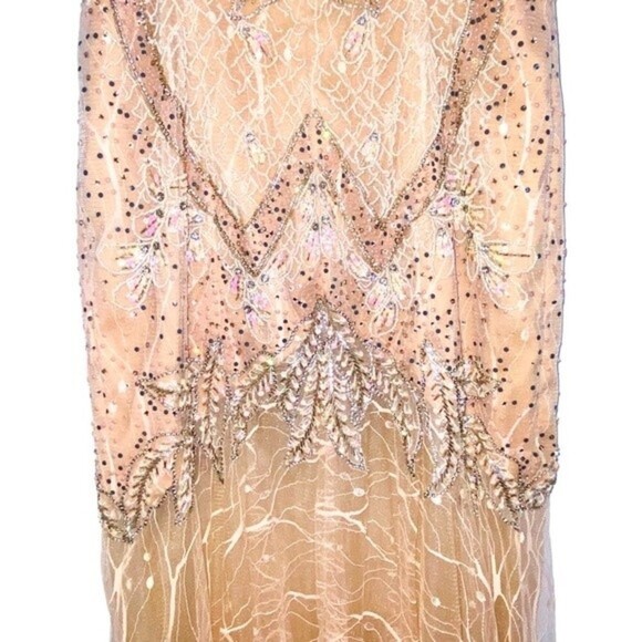 Jovani Style 49569 Fit & Flare Beaded Embroidered Mermaid Blush Gown Size 6 - Picture 9 of 16